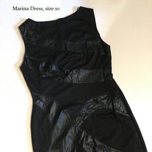 Marina dress, size 10, faux leather patches